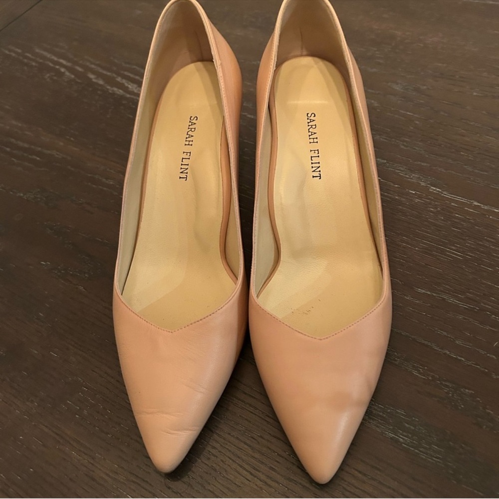 Sarah Flint Blush Pointed-Toe Low Heel Pumps